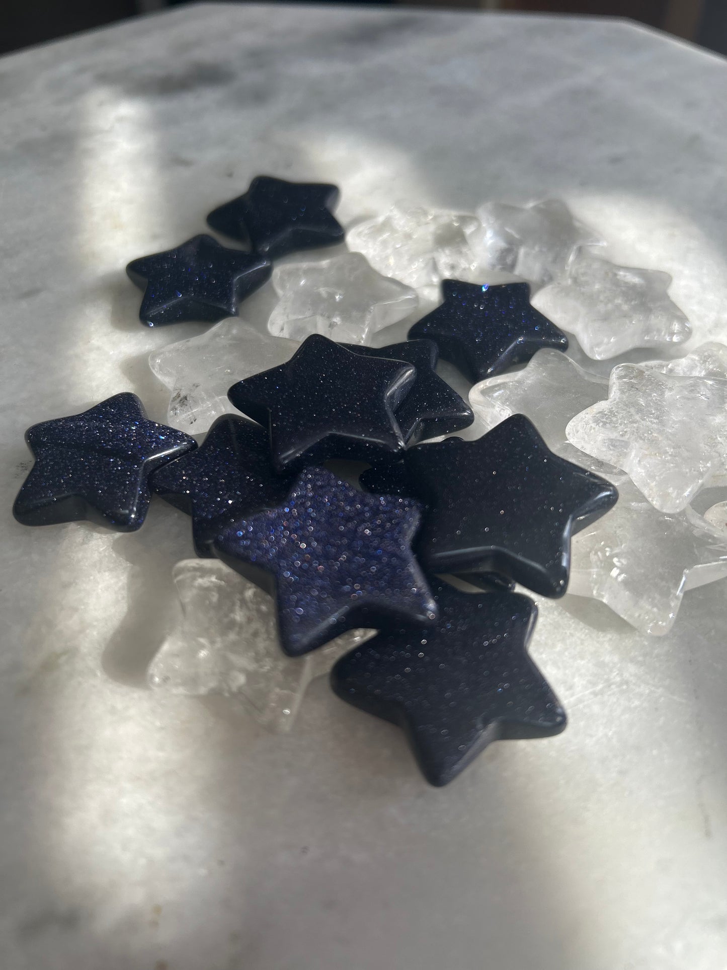 Polished Crystal Stars - Clear Quartz & Blue Goldstone