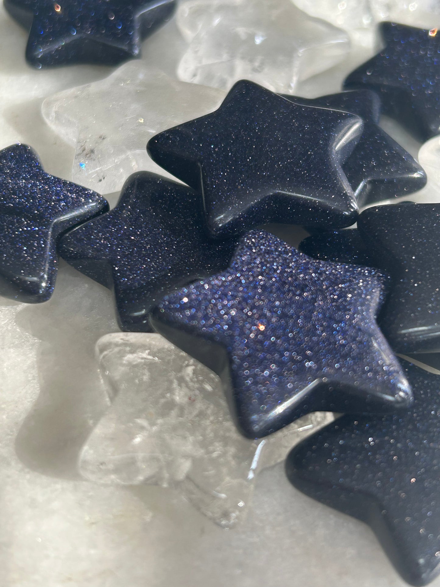 Polished Crystal Stars - Clear Quartz & Blue Goldstone